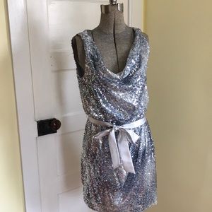 Aidan Mattox Silver Sequin Dress